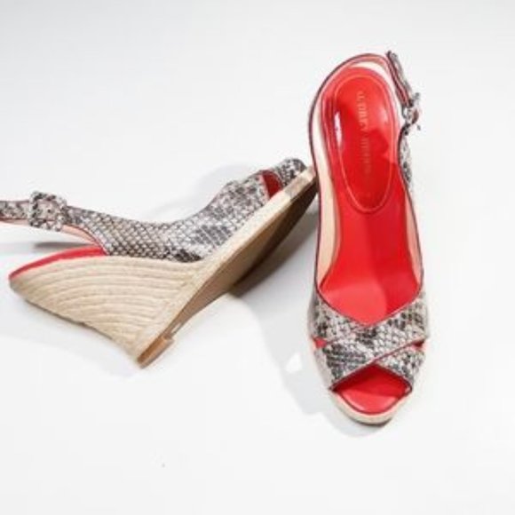 Audrey Brooke Shoes - Audrey Brooke Eddie Snake Print Wedges Size 8.5M